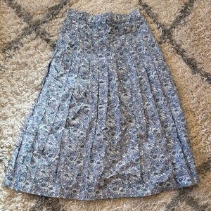 VINTAGE LAURA ASHLEY Pleated Skirt | Blue Floral | Made in Great Britain |